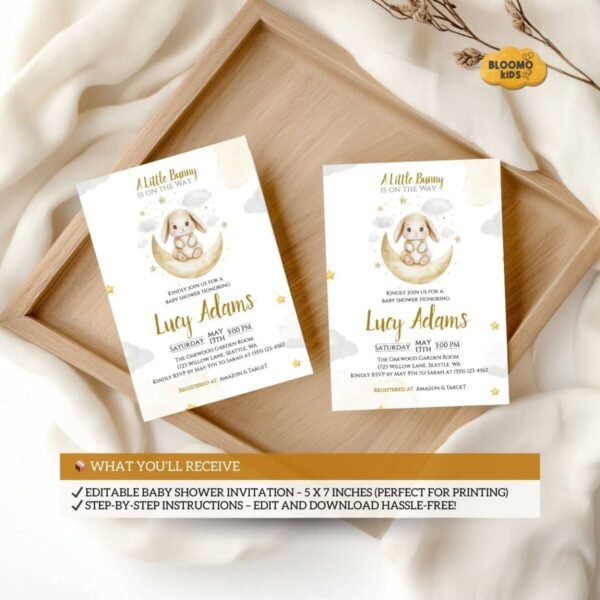 Bunny Baby Shower Invitation Template – Instant Download - Image 2