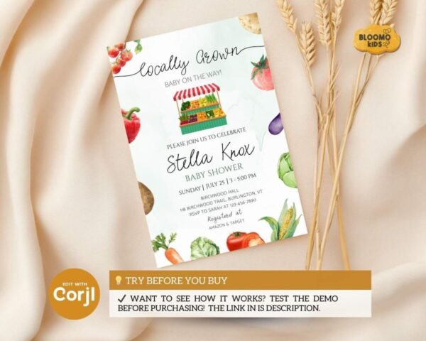 Locally Grown Baby Shower Invitation – Editable Invitation - Image 3