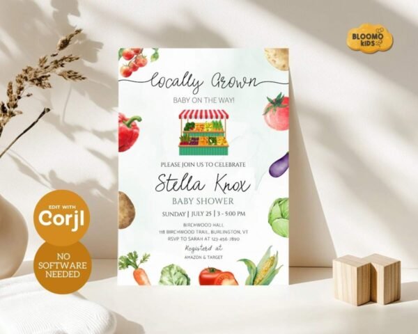 Locally Grown Baby Shower Invitation – Editable Invitation - Image 4